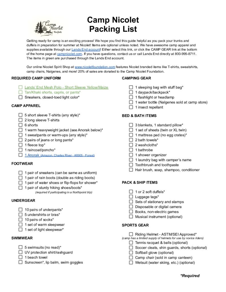 Packing Checklist for Overnight Summer Camp - The Overnight Camp